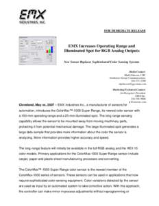 ColorMax 1000 Color Sensor Press Release - EMX Inc.