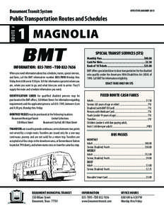 EFFECTIVE JANUARY[removed]Beaumont Transit System ROUTE #