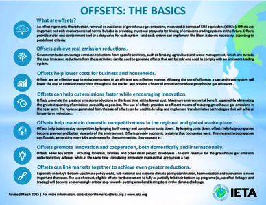 What are offsets? GHGs CO2 OFFSETS: THE BASICS