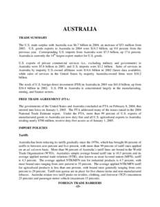 Export / Free trade area / Free trade / Australia–United States Free Trade Agreement / Australia–Chile Free Trade Agreement / Business / International trade / International relations