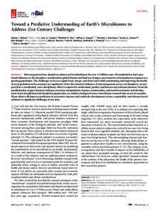Toward a Predictive Understanding of Earth’s Microbiomes to Address 21st Century Challenges