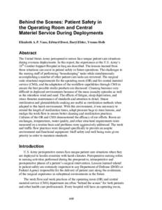 Behind the Scenes: Patient Safety in the Operating Room and Central Materiel Service During Deployments