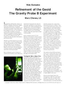 Web Exclusive  Refinement of the Geoid The Gravity Probe B Experiment Marc Cheves, LS