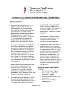 Tennessee Gas Pipeline Northeast Energy Direct Project PROJECT OVERVIEW: • i.