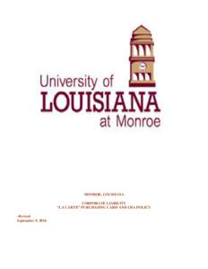 MONROE, LOUISIANA CORPORATE LIABILITY “LA CARTE” PURCHASING CARD AND CBA POLICY -RevisedSeptember 9, 2014  INDEX