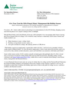 Microsoft Word - Holiday Smart Money Management Press Release