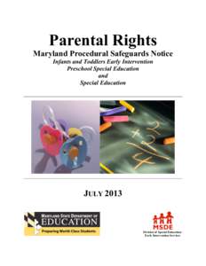 Parental Rights Maryland Procedural Safeguards Notice Infants and Toddlers Early Intervention Preschool Special Education and Special Education