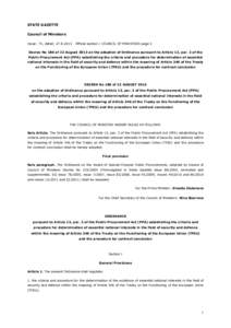 STATE GAZETTE Council of Ministers Issue: 75, dated: [removed]Official section / COUNCIL OF MINISTERS page 3