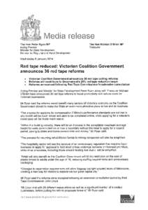 Media release The Hon Peter Ryan MP Acting Premier Minister for State Development Minister for Regional and Rural Development