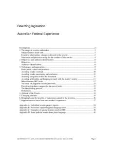 Rewriting legislation - 
Australian Federal Experience