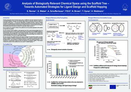 Analysis of Biologically Relevant Chemical Space using the Scaffold Tree – Towards Automated Strategies for Ligand Design and Scaffold Hopping 1 S. Renner 1, S. Wetzel 1, A. Schuffenhauer 2, P.Ertl 2, N. Brown 2, T. Op