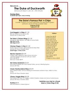 Welcome to …..  The Duke of Duckworth 325 Duckworth Street, St. John’s NL ~ ([removed]Evening Menu