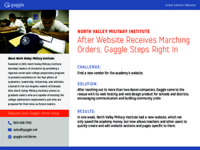 School & District Websites  NORTH VALLEY MILITARY INSTITUTE After Website Receives Marching Orders, Gaggle Steps Right In