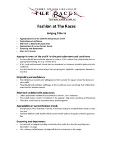 Fashion at The Races Judging Criteria • • • •