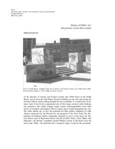 From: One Place After Another: Site Specificity and Locational Identity by Miwon Kwon MIT Press, 2002  Sitings of Public Art: