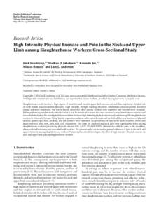 High Intensity Physical Exercise and Pain in the Neck and Upper Limb among Slaughterhouse Workers: Cross-Sectional Study