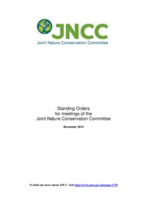 Standing Orders for meetings of theJoint Nature Conservation Committee November 2013