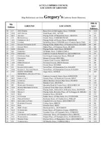 ACTCA UMPIRES COUNCIL LOCATION OF GROUNDS Map References are from 9th Edition