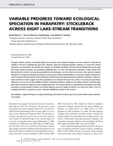 VARIABLE PROGRESS TOWARD ECOLOGICAL SPECIATION IN PARAPATRY: STICKLEBACK ACROSS EIGHT LAKE-STREAM TRANSITIONS