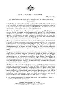 HIGH COURT OF AUSTRALIA 28 September 2011 ROY MORGAN RESEARCH PTY LTD v COMMISSIONER OF TAXATION & ANOR