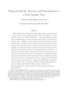 Sharing the Burden: Monetary and Fiscal Responses to a World Liquidity Trap ∗  David Cook†and Michael B Devereux‡