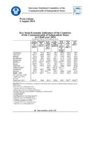 Interstate Statistical Committee of the Commonwealth of Independent States Press-release 4 August 2014