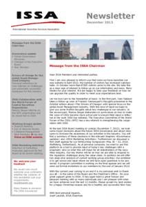 Newsletter December 2013 International Securities Services Association  Message from the ISSA