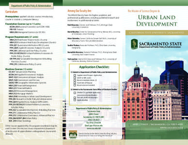 Department of Public Policy & Administration  Curriculum Among Our Faculty Are: