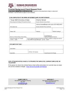 Criminal Background Check Request Form