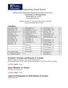 Engineering Alumni Society Minutes of the Engineering Alumni Society Board of Directors University of Pennsylvania Philadelphia, PA[removed]www.seas.upenn.edu/alumni/