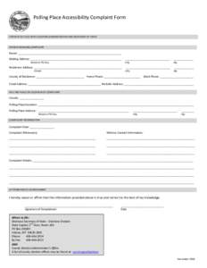    Polling Place Accessibility Complaint Form      