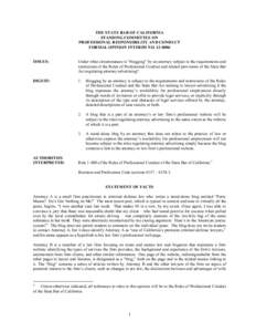 United States law / Professional responsibility / State Bar of California / Blog / Practice of law / American Bar Association Model Rules of Professional Conduct / Unbundled legal services / Law / Legal ethics / American Bar Association