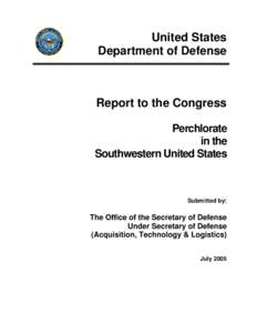 Report to the Congress: Perchlorate in the Southwestern United States