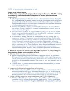 Development and humanitarian aid UK review of the balance of competencies: UNOCHA
