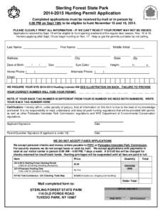 Sterling Forest State Park Hunting Application[removed]