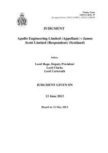 Apollo Engineering Limited (Appellant) v James Scott Limited (Respondent) (Scotland)
