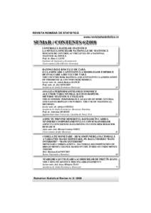 REVISTA ROMÂNĂ DE STATISTICĂ www.revistadestatistica.ro SUMAR / CONTENTS[removed]CONTROLUL DATELOR STATISTICE LA NIVELUL OFICIILOR NAŢIONA LE DE STATISTICĂ