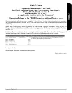 PIMCO Funds  PIMCO Supplement Dated December 5, 2013 to the Bond Funds Institutional Class, Class P, Administrative Class, Class D,