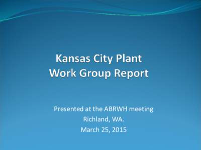 Advisory Board: Kansas City Plant Work Group Report