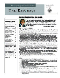 Mississippi Department of Corrections  Volume 7, Issue 10 October[removed]THE RESOURCE