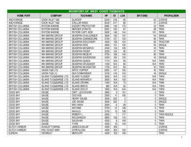 INVENTORY OF WEST COAST TUGBOATS HOME PORT ANCHORAGE