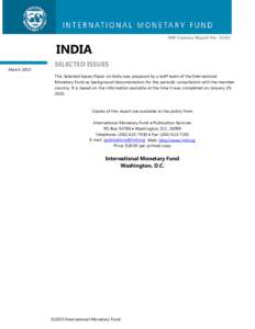 India: Selected Issues Paper; IMF Country Report No[removed]; January 29, 2015