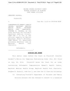 Case 2:14-cv[removed]SPC-CM Document 12 Filed[removed]Page 1 of 7 PageID 252  UNITED STATES DISTRICT COURT MIDDLE DISTRICT OF FLORIDA FORT MYERS DIVISION JENNIFER GOODALL,