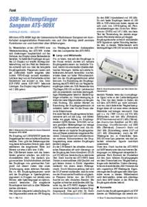 Funk  SSB-Weltempfänger Sangean ATS-909X HARALD KUHL – DE8JOI Mit dem ATS-909X legt der taiwanesische Radiobauer Sangean ein komfortabel ausgestattetes Reiseradio neu auf. Der Beitrag stellt zentrale