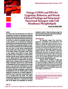 Alternative Medicine Review Volume 12, Number[removed]Review Article Omega-3 DHA and EPA for Cognition, Behavior, and Mood: