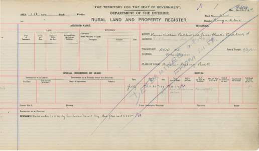 Department of the Interior Property and Tenancy Ledger