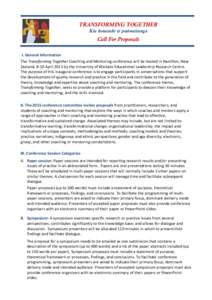 Research / Educational psychology / Alternative education / Human resource management / Mentorship / Electronic submission / Coaching / Transformative learning / Abstract / Education / Knowledge / Academic publishing