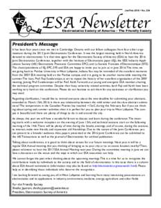 Jan/Feb 2016 • NoESA ESA Newsletter
