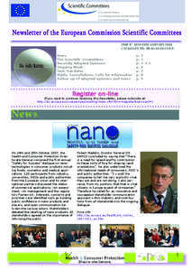 Newsletter of the European Commission Scientific Committees ISSN N° [removed]January 2008 Catalogue nr: ND-AG[removed]EN-N In this issue