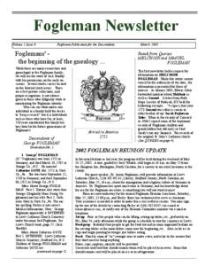 Fogleman Newsletter Volume 1 Issue 3